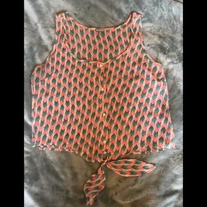 🌸Forever 21 Arrow Chevron Print Chiffon S/L top🌸